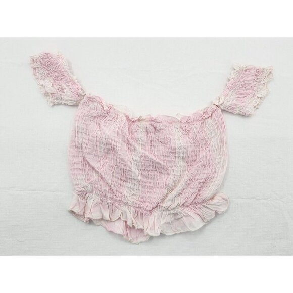 NWT Kiwi & Punch Ice Pink Smocked Crop Tank Top Size Small - Picture 1 of 6